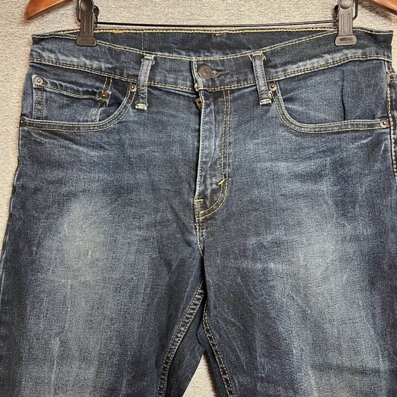 Levi's 511 Jeans Men 32 Blue Dark Wash Straight Leg Slim Fit Mid Rise Denim - Picture 3 of 16